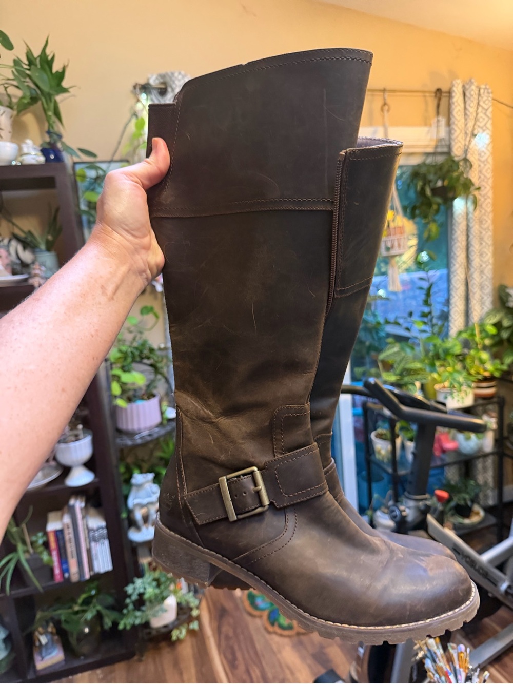 Timberland Brown Leather Buckle Tall Boots